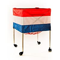 Carro PORTABALONES DE Aluminio - Plegable Y con Ruedas - Rojo Blanco y Azul - para Todos LOS BALONES